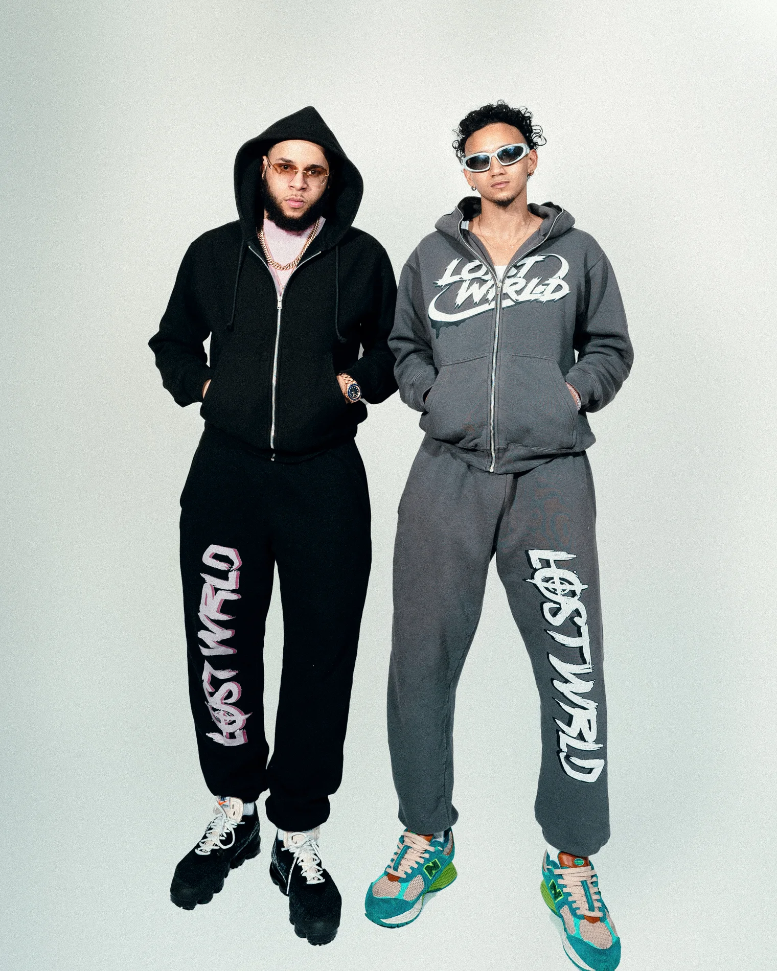 Brush Graphic Sweatpants — Black / Pink