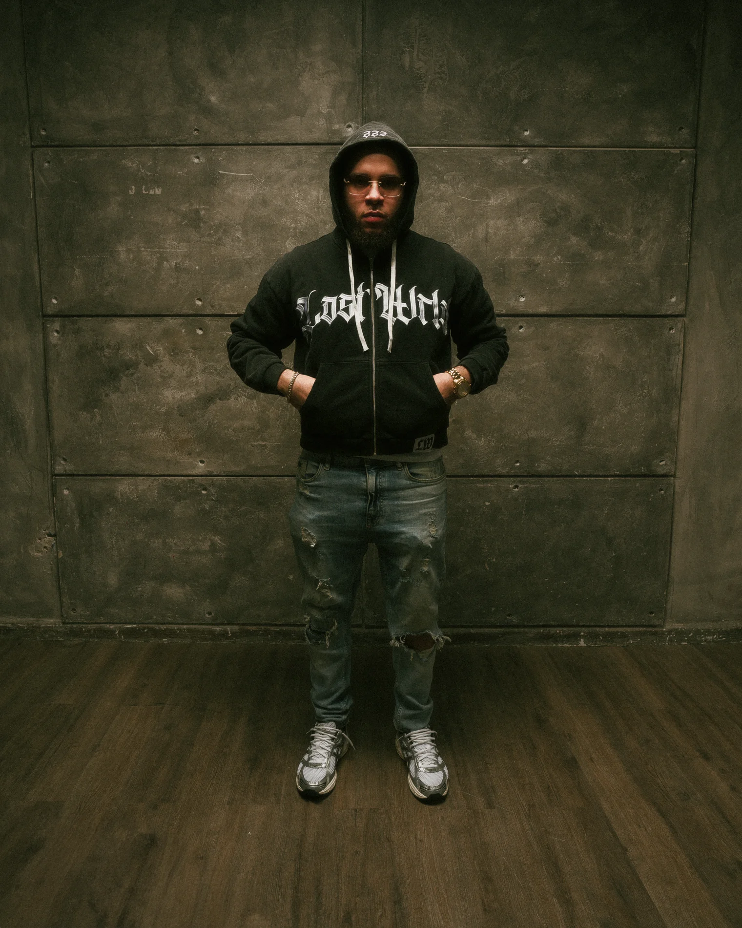 Gothic Zip Hoodie — Black