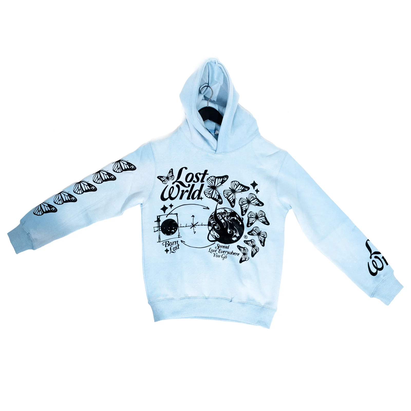 Butterfly Pullover Hoodie — Baby Blue