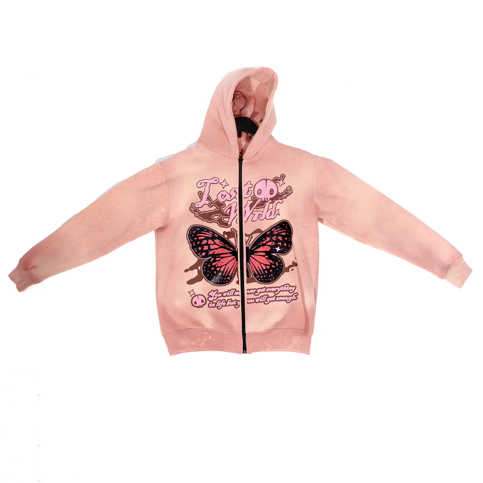 Butterfly Zip Hoodie — Pink